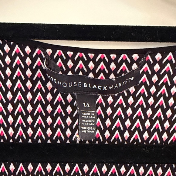 White House Black Market Black Pink Print Reversible Short Sleeve Dress Size 12 - Picture 3 of 11